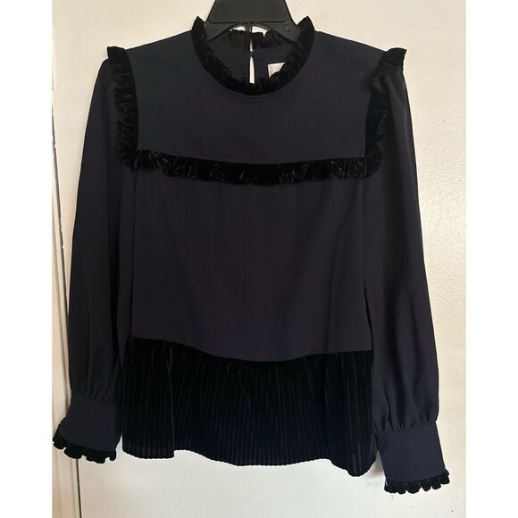 CROSBY by Mollie Burch Wilkins Nightfall blouse in Navy/ Black Size XS - Picture 1 of 8
